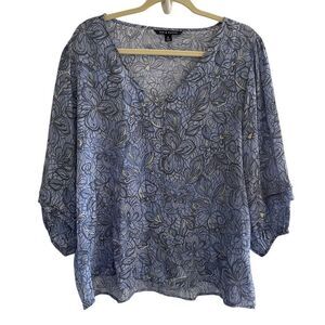 New Zac & Rachel Periwinkle Floral Top Women’s Size XL Pullover Lightweight NWT